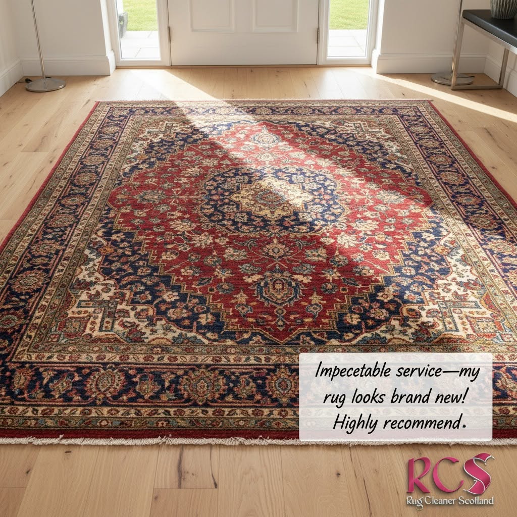 A patterned rug after cleaning by Rug Cleaner Scotland